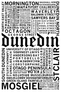 Dunedin Suburbs and Streets Print - Design Withdrawals - Design Withdrawals