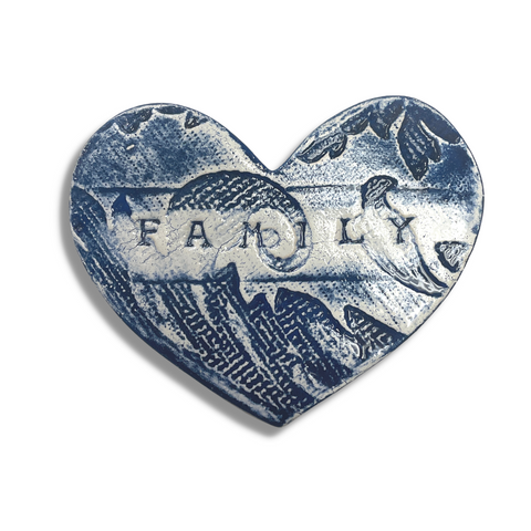 Royal Blue Family Heart Tile Wall Art M Ceramics