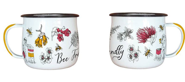 Bee Friendly Flowers Enamel Mug