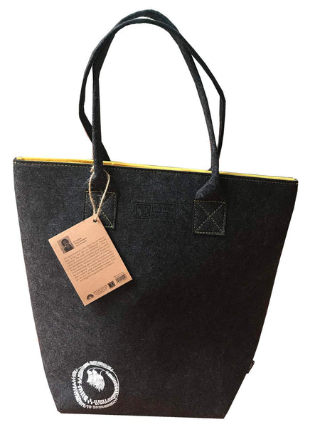 Kowhai Yellow & Grey - Shoulder Tote Bag