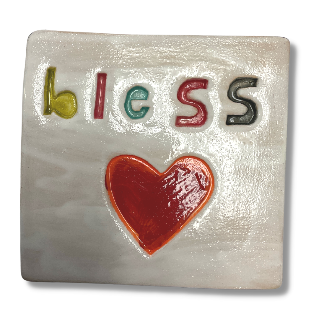 Bless Square Ceramic Tile Wall Art M Ceramics