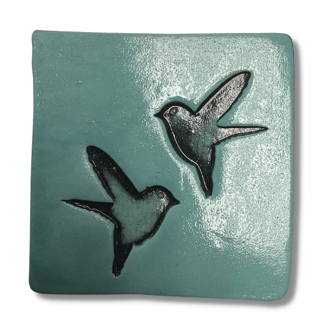 Birds Duck Egg Blue Square Ceramic Tile Wall Art M Ceramics