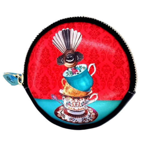 Leather Round Coin Purse - Cracking Up wallet AM Trading