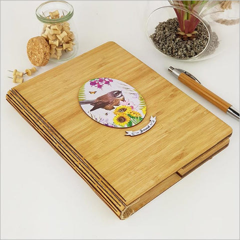 Bamboo Journal - Printed Floral Oval Fantail