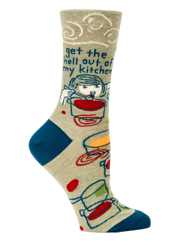 Get the hell out of my kitchen Crew Socks Socks BlueQ
