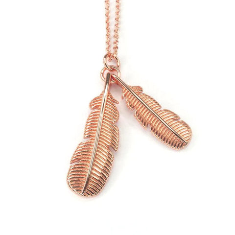 Rua Huia Feather Necklace Necklaces Little Taonga Rose Gold