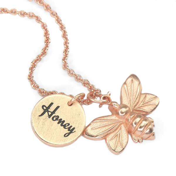 Honey Bee  Necklace Necklaces Little Taonga Rose Gold