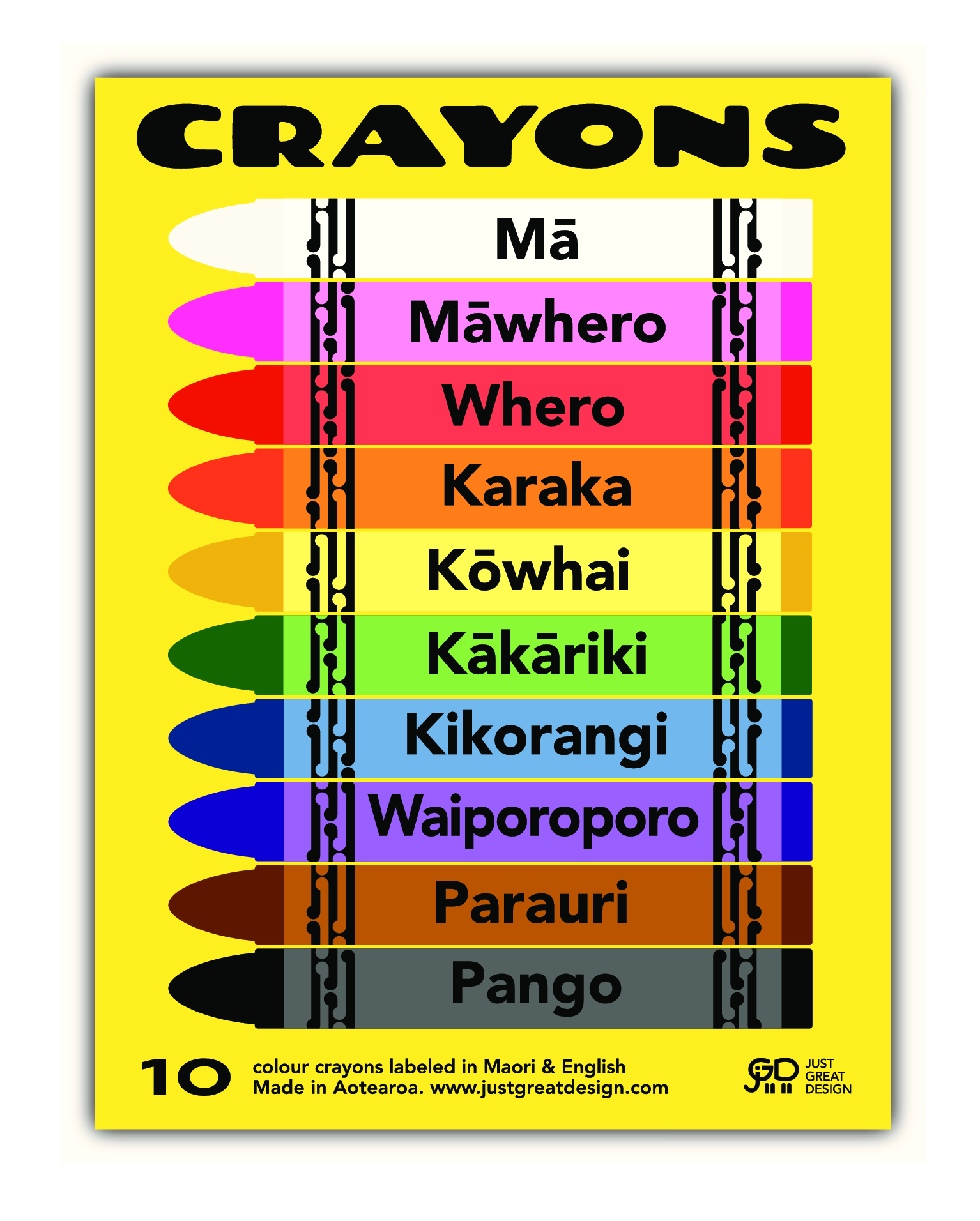Maori / English Crayons By Glenn Jones