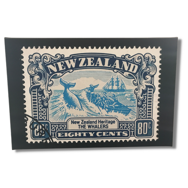 Canvas Print - 80c Whalers New Zealand Stamp