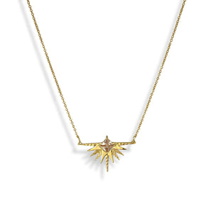 A Dusting of Jewels - Solar Necklace | Gold with Champagne Stone