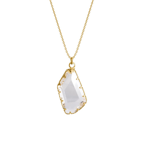 Clear Drop Necklace | Gold