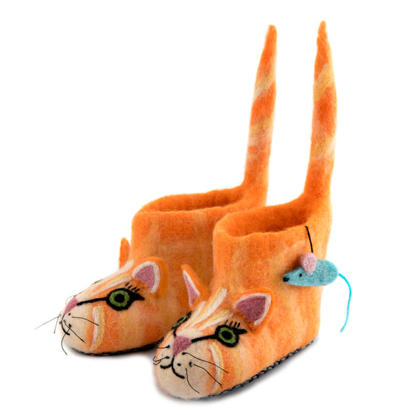 Ginger The Farm Cat Children Slippers Slippers Sew Heart Felt 0-1 Yrs