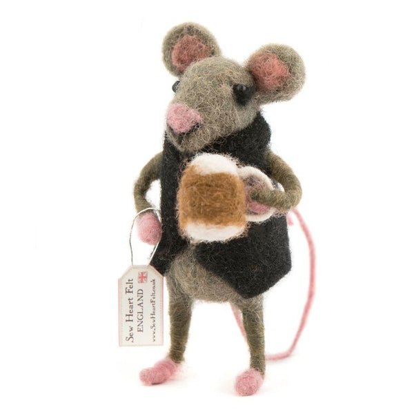 Mouse with a Pint of Beer Felt Mouse Sew Heart Felt
