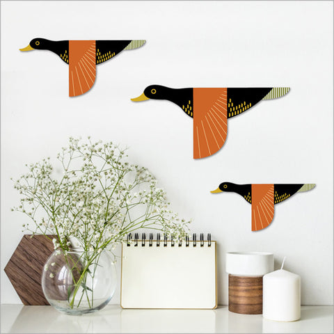 Folk Duck Bird Wall Set