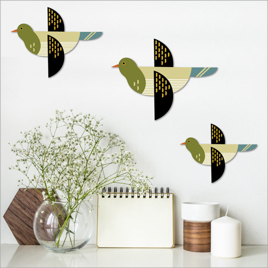 Folk Kereru Bird Wall Set Wall Art Crystal Ashley