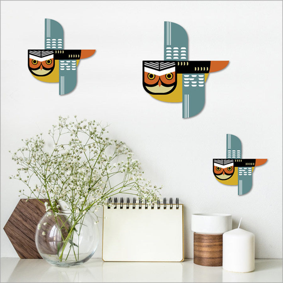 Folk Ruru Bird Wall Set Wall Art Crystal Ashley