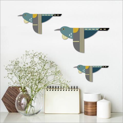 Folk Tui Bird Wall Set