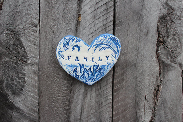Royal Blue Family Heart Tile Wall Art M Ceramics
