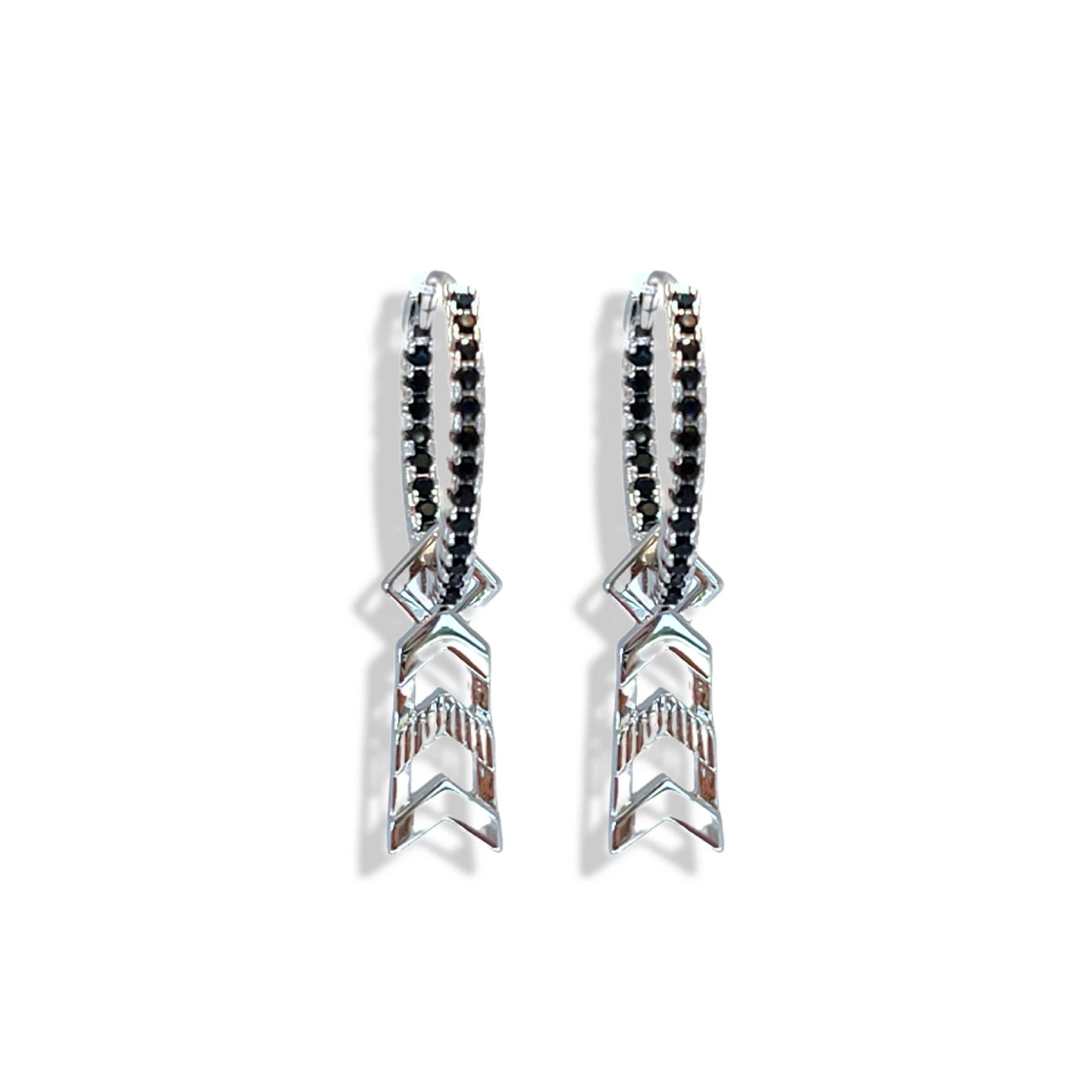 Formation Black Embellished Sleeper Earrings | Silver
