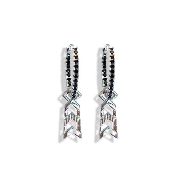 Formation Black Embellished Sleeper Earrings | Silver & Gold