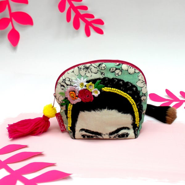 Frida Kahlo Embroidered Make Up Bag