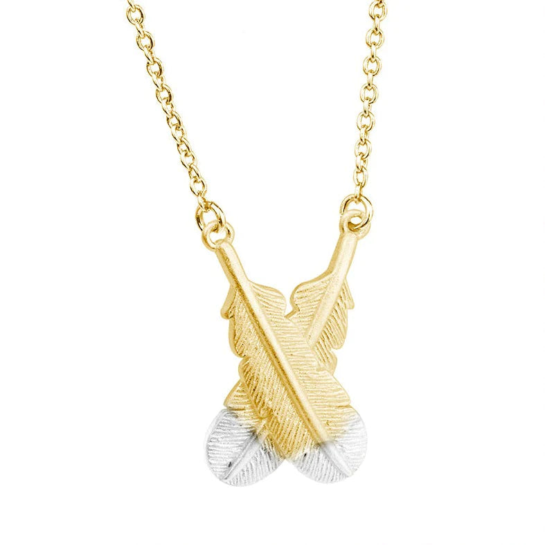 Huia Cross Feather Necklace