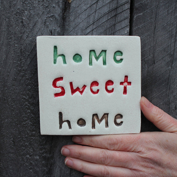 Home Sweet Home Ceramic Square Tile Wall Art M Ceramics