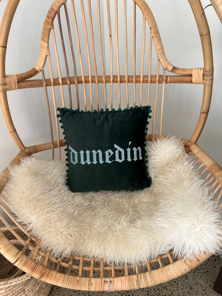 Dunedin Green Velvet Cushion Cover with Bobbles