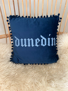 Dunedin Navy Blue Velvet Cushion Cover with Bobbles