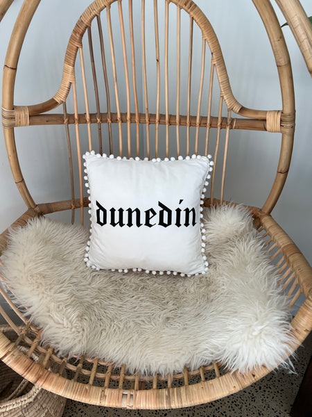 Dunedin White Velvet Cushion Cover with Bobbles