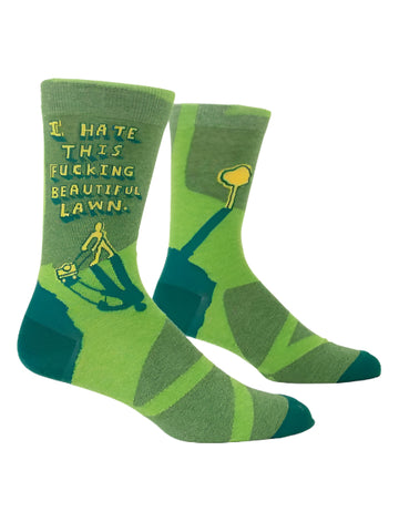I Hate Beautiful Lawn Mens Socks Socks BlueQ