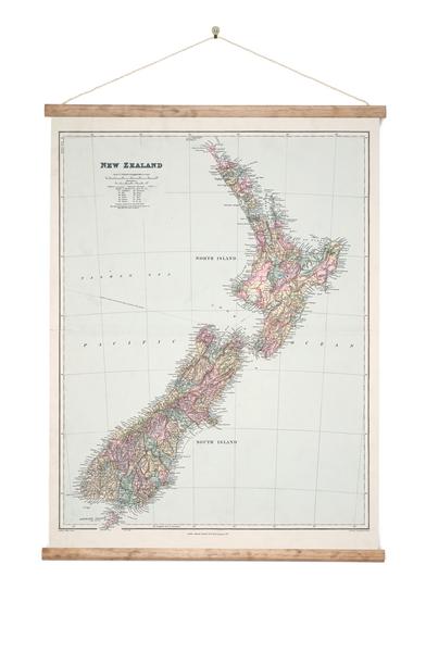 Map of New Zealand - Wall Chart - Design Withdrawals - Design Withdrawals