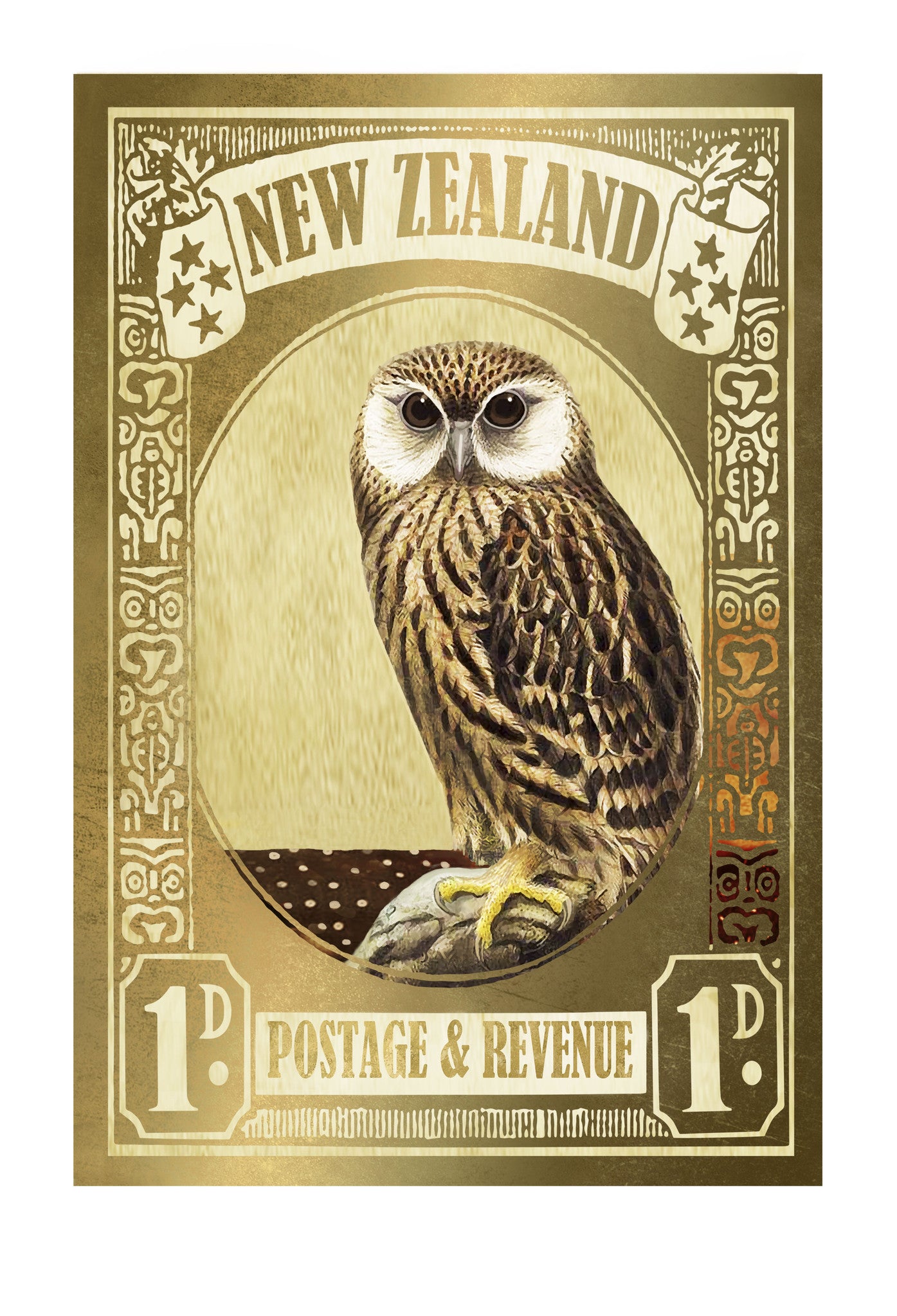 Gold Owl Stamp Print - Marika Jones - Design Withdrawals
