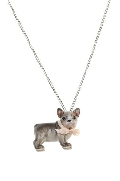 Baby Frenchie Necklace - Silver Plated