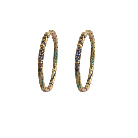 Rainbow Jewelled Hoops | GOLD