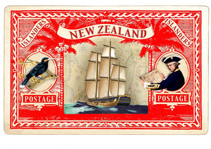 Red Stamp Capt Cook Print - Marika Jones - Design Withdrawals
