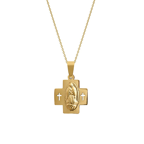 Saint Necklace Double Cross | Gold