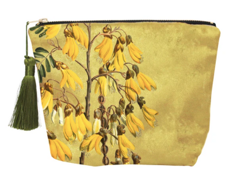 Luxurious Velvet Cosmetic Bags - Vintage Botanical Kowhai