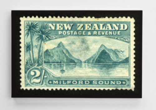Canvas Print -2/- Milford Sound New Zealand Stamp