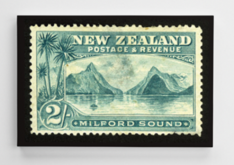 Canvas Print -2/- Milford Sound New Zealand Stamp Canvas Print Design Withdrawals