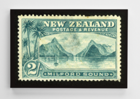 Canvas Print -2/- Milford Sound New Zealand Stamp