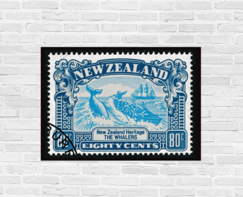 Wall Art Poster - 80c Whalers New Zealand Stamp