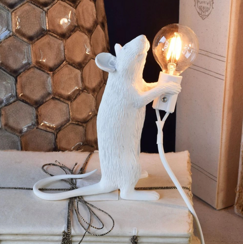 White Resin Mouse Lamp