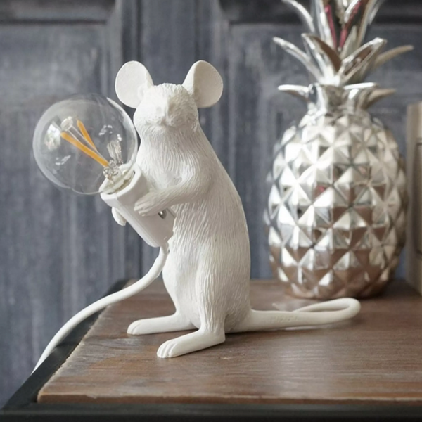 White Resin Mouse Lamp/Light