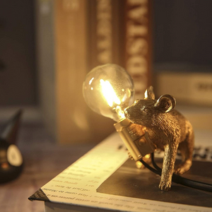 Gold Resin Mouse Lamp
