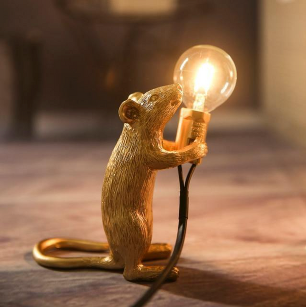 Gold Resin Mouse Lamp/Light