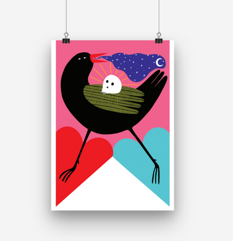Bird + Skull - Tea Towel