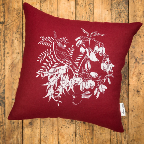 Cushion Cover - Aotearoa Botanica Red