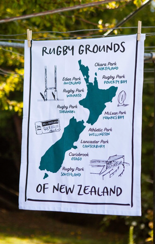 Rugby Grounds of NZ Tea Towel