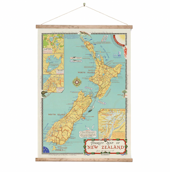 New Zealand Tourist Map- Wall Chart Art Print 100% NZ